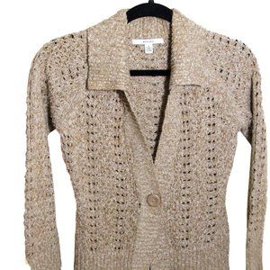 Whimsical Wanderer's Wild Dream: Merona Relaxed Cardigan (S) Rustic Beige V-neck